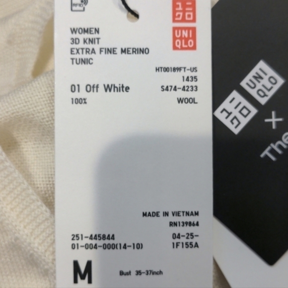 Uniqlo x Theory 100% Wool V Neck Neutral Cream Knit Tunic Top size Medium - Picture 8 of 10